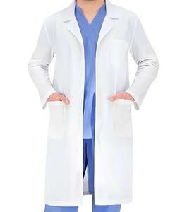 Ropa de médico de manga larga 100% algodón transpirable cómodo Multi bolsillo gran oferta Simple para farmacia de Hospital médico - Product Image 4