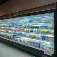 Refroidisseur d'air ouvert sur pied de 3,8 mètres avec contrôle numérique réglable et dégivrage automatique pour supermarchés