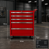 Armoire à outils à 5 tiroirs, chariot à outils roulant, rangement profond pour outils électriques et manuels, chariot en acier verrouillable sur roues pour atelier