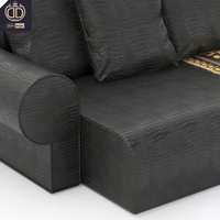 Sofá Seccional en Forma de L, Profundo y Ancho, de Perfil Bajo, con Diseño Serene Zen Boucle Ribbed Fluted, para Sala de Estar, Vestíbulo, Sala de Espera o Penthouse