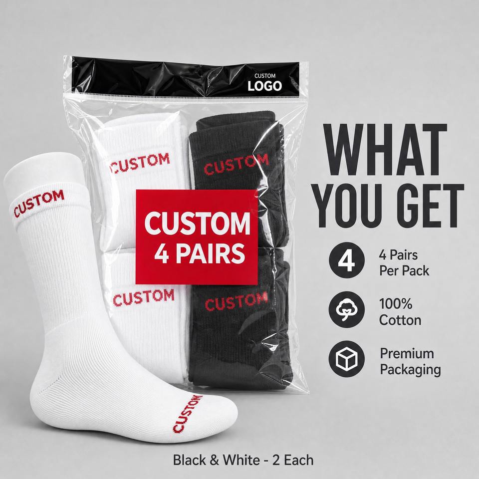 YOUMEI 4 Pairs Pack Hip Hop Skateboard Crew Socks Wholesale Cotton ...