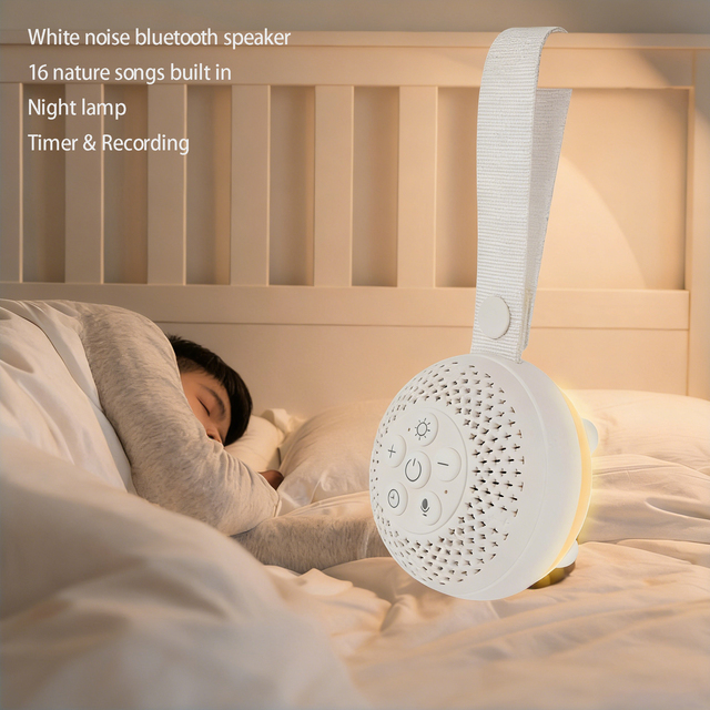 Portable Warm Night Light Sleep Aid Baby Soothing Device 16 Nature Songs White Noise Speaker