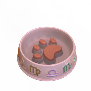Atacado Design Personalizado High End rosa Cerâmica Pet <span class=keywords><strong>Cat</strong></span> Dog Bowls Porcelana Paw Slow Feeder <span class=keywords><strong>Bowl</strong></span> com Em Relevo Doze Signos Do Zodíaco - Product Image 2