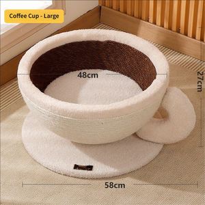 Wholesale Coffee Cup-Shaped Sisal Cat Tree Integrated Grab Board <b>Bed</b> <b>Nest</b> Large Space Design Scratch-Resistant Hemp Rope Cut - Product Image 4