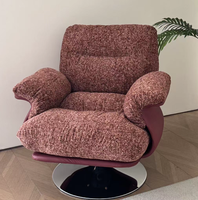 Fauteuil d'appoint pivotant rétro, style italien minimaliste, fauteuil simple avec housse amovible et lavable, rembourrage en duvet, confort doux