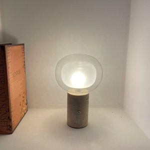 Các mặt hàng phổ biến <span class=keywords><strong>2025</strong></span> có thể sạc lại travertine cơ sở thiết kế kính Chụp đèn Bảng Đèn Bàn ánh sáng - Product Image 4
