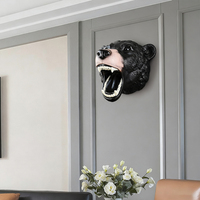 Décoration murale en résine peinte à la main, tête d'ours noir à la bouche ouverte, texture réaliste, décoration d'intérieur tendance et personnalisée