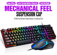 Vente en gros Gamers Combo Set TF200 Glowing Cool Clavier Souris Combos Pudding Keycaps Clavier Gamer pour Home Business Office