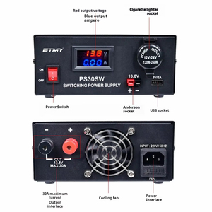 Alimentation linéaire pour radioamateur PS30SW 13.8V 30A 220V AC 12V DC pour radio CB, station de base DM4601, tension réglable, protection contre les surtensions - Product Image 6