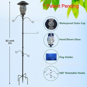 Lámpara Solar de Jardín de 83 Pulgadas con Mosaico de Vidrio LED, Lámpara de Estaca de Hierro para Exteriores, Resistente al Agua, Independiente - Product Image 1