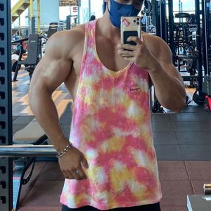 Custom Tie Dye Tank Top Arco Iris Algodón Tie Dye Muscle Sportswear Oversized Tie Dye Tank Top Hombres - Product Image 5