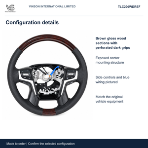 Volant en bois pour Toyota Land Cruiser, configuration sélectionnée Open Center TLC200WDREF - Product Image 2