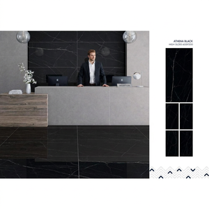 Losas de porcelana pulida Charcoal Black Onyx de 600x1200 mm para pisos y paredes - Product Image 6