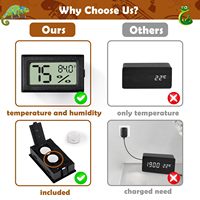 Diskon besar AS termometer kelembaban suhu LCD Thermo untuk tangki peliharaan terarium reptil higrometer Digital Mini tertanam