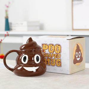 Tazza in Ceramica Creativa a Forma di Cacca con Coperchio, Design Divertente, Regalo di Compleanno Popolare - Product Image 2