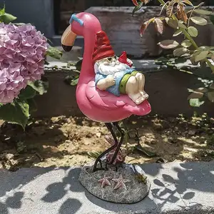 Açık partiler için toptan çim süsler bahçe dekor pembe flamingolar bahçe süslemeleri Flamingo gnome heykeli