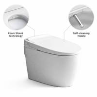 Inodoro Inteligente Alargado de Suelo con Tanque Oculto, Bidé Inteligente, Control Remoto, Asiento Calefactado, P-Trap/S-Trap