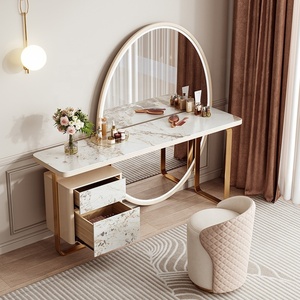 chinese dress ladies Marigold Dressing Table with Long Mirror and Storage - Classic Walnut main image 0
