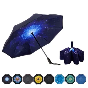 Regenschirm Luxus automatischer Regenschirm UV-Schutz 8 Riemen Reise kompakter Umdreh-Regenschirm mit Regen