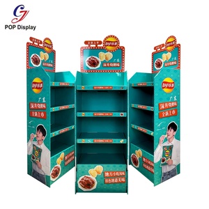 Custom Print Cardboard Supermarket <strong>Display</strong> Stand <strong>Corrugated</strong> <strong>Paper</strong> Floor FSDU Free Standing <strong>Display</strong> Unit For Food Potato Chip Toy - Product Image 3