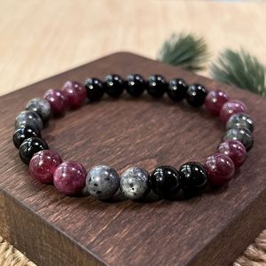 Bracelet naturel en perles de verre colorées anti-stress, livraison directe exclusive, choix de pierres personnalisées - Product Image 3