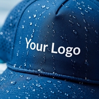 Gorra de 5 Paneles Impermeable con Parche de Goma PVC Personalizado, Logotipo Bordado en 3D, Orificios Perforados, Cierre a Presión, Gorra de Golf con Cuerda, Gorra Trucker