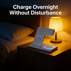 Station de charge magnétique <span class=keywords><strong>3</strong></span> en 1 LED 15W pliable, charge rapide pour téléphone, montre, écouteurs, chargeur sans fil, support de charge - Product Image 6