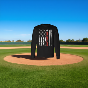 T-shirt à manches longues Baseball Opa, design drapeau américain vieilli, col rond unisexe, cadeau sportif pour adulte - Product Image 3