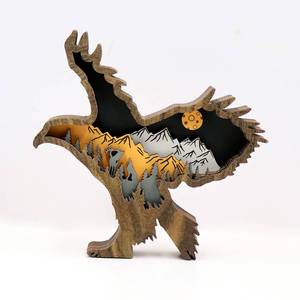 Đồ trang trí động vật hoang dã nhiều lớp bằng gỗ khắc laser 3D, gấu, hươu, sói, cú, sản xuất trực tiếp từ nhà máy - Product Image 1