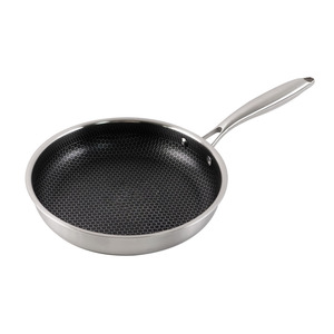 Poêle à frire de cuisine multi-tailles en acier inoxydable 3 plis avec revêtement antiadhésif alvéolé et couvercle en verre, OEM ODM - Product Image 3