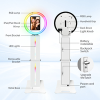 Photomaton pour iPad avec support de transport et anneau lumineux, kiosque selfie, support de tablette pour mariage, fête, événement