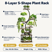 Estante para Plantas de Varios Niveles con Luces LED, Apto para Uso en Interiores y Exteriores, con Amplio Espacio para Múltiples Macetas