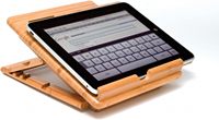 Soporte extensible de madera de bambú hecho a mano de un solo nivel con organizador de cajones para iPad para tabletas Nexus Nintendo Switch-Uso de escritorio