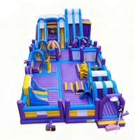Parc d'attractions gonflable géant commercial en PVC, grande ville de divertissement gonflable pour enfants, location pour événements extérieurs