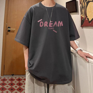 Camiseta de Verano para Hombre, 100% Algodón, Cuello Redondo, Manga Corta, con Estampado de Letras, Moderna, Blanca, para Adolescentes - Product Image 3