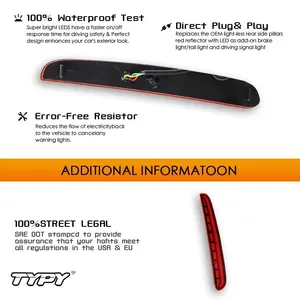 Nouveau réflecteur de pare-chocs arrière TYPY pour Fit Jazz 2020 2021, rouge fumé, clignotant séquentiel, feu stop, feu antibrouillard 12V - Product Image 2