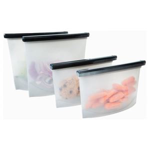 Custom 0.5L 1L 1500 ML Kitchen Storage Organizer Transparent Ziplock Reusable Silicone Food <b>Bags</b> Leak-Proof Square Stand Design - Product Image 1