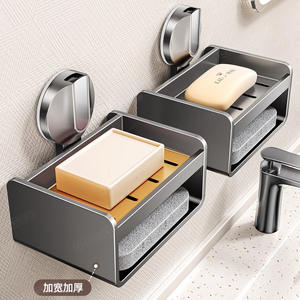 Gtend Porte-savon mural en métal, rectangulaire, auto-drainant, design minimaliste pour lavabo de salle de bain - Product Image 1