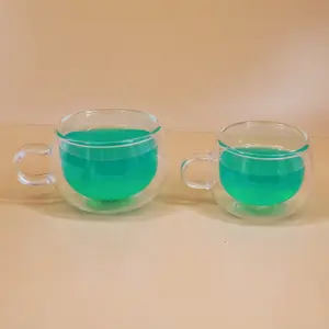 Doppia parete mini tazza di vetro tazza di bevande piccolo tazze di caffè con la maniglia
