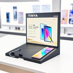 TINYA Nouveau présentoir incliné à LED en PMMA, support d'affichage pour affiches et appareils mobiles, avec port de charge, pour magasins de détail - Product Image 1