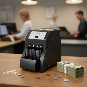 Machine de tri de pièces de monnaie Vevor, capacité de 230 pièces, 4 tubes (1, 5, 10, 25 cents), usage commercial - Product Image 2