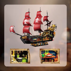 Blocs de construction DIY en gros d'usine, jouets pour enfants, modèles, ensemble de blocs de construction de navire <span class=keywords><strong>pirate</strong></span> Reine Anne pour la <span class=keywords><strong>chasse</strong></span> <span class=keywords><strong>au</strong></span> trésor - Product Image 2