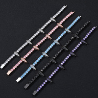 Bracelet de tennis de mode populaire pour hommes et femmes breloque en zircon à dents de bête avec bracelet Black Panther Chic Hip Hop CZ