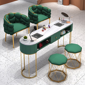 Mesa de Manicura Moderna de <span class=keywords><strong>Hierro</strong></span>, Set de Mesa y Silla para Salón de Uñas, Mesas de Maquillaje de Lujo Ligero, Individuales y Dobles <span class=keywords><strong>con</strong></span> Aspiradora - Product Image 2