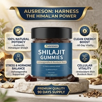 Gummies de Shilajit Ausreson OEM de haute qualité avec Ashwagandha, Racine de Bardane, Supplément Herbal, Mousse de Mer et Crinière de Lion