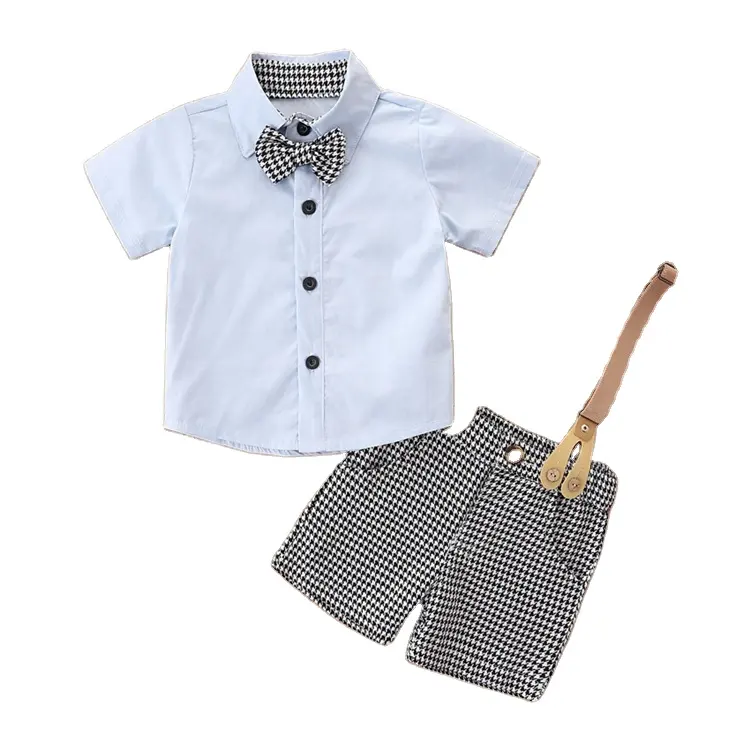 Vêtements d'été Style européen pour enfants, chemises et pantalons, tenues formelles pour bébés garçons, costume d'école, ensemble de vêtements