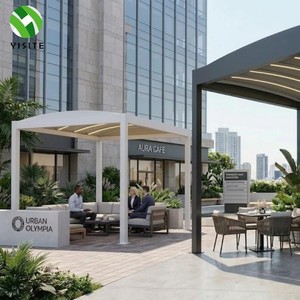 Pérgola de Aluminio Curvada a Medida con Persianas y Tira de LED, Gazebo Motorizado Impermeable <span class=keywords><strong>para</strong></span> Patio de Villa - Product Image 3