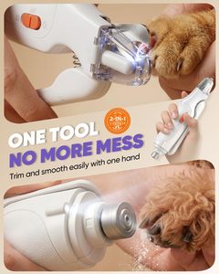 Accessoires pour animaux de compagnie 2026 : Coupe-griffes 2-en-1 en acier inoxydable pour chats et chiens avec protection de sécurité, rechargeable par USB, 2 lumières LED - Product Image 2