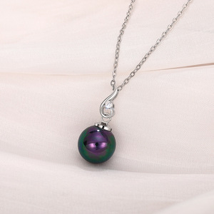 Pearl Ball Pendant Necklace 925 Silver PlatedPearl Classic Women's Everyday Wear Box Chain - Product Image 5