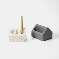 BECORA fabriqué à la main Terrazzo porte-stylo ciment organisateur de bureau porte-stylo en forme de maison et porte-carte de visite accessoire de décoration de bureau